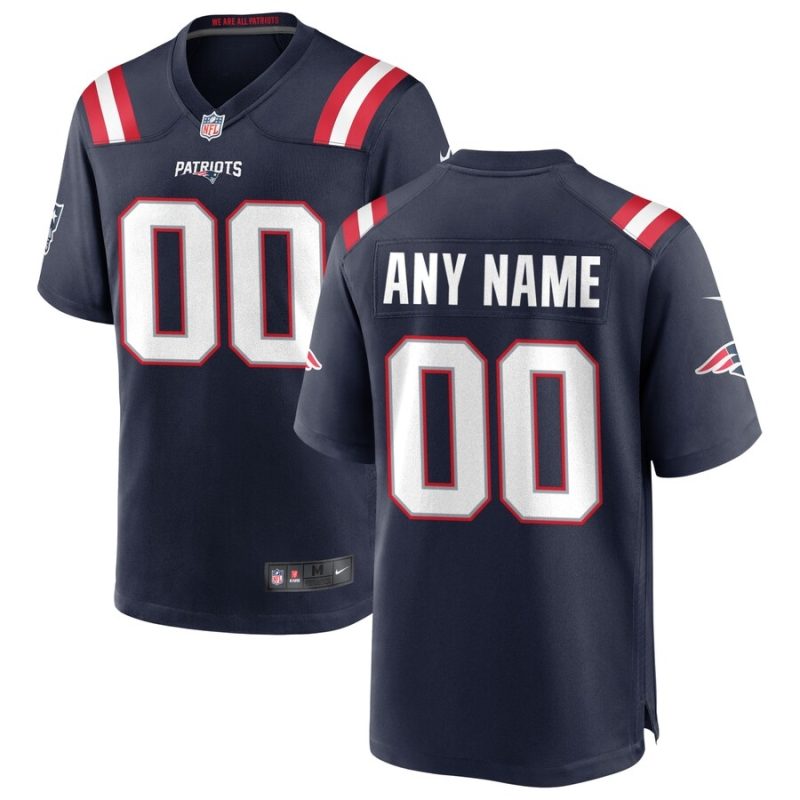 Mænd  New England Patriots NFL Trøje Navy Custom Game